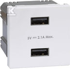 USB ładowarka K45 (45x45) gniazdo typ A 5V/2,1A, czysta biel, CONNECT