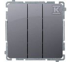Łącznik potrójny z podświetleniem LED (moduł) 10AX, 250V~, szybkozłącza, srebrny mat, BASIC MODUŁ