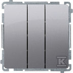 Łącznik potrójny z podświetleniem LED (moduł) 10AX, 250V~, szybkozłącza, stal inox, BASIC MODUŁ