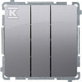 Przycisk potrójny (moduł) 10AX, 250V~, szybkozłącza, stal inox, BASIC MODUŁ