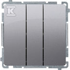 Przycisk potrójny (moduł) 10AX, 250V~, szybkozłącza, stal inox, BASIC MODUŁ