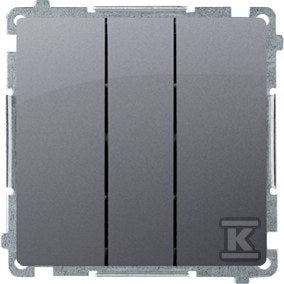 Przycisk potrójny z podświetleniem LED (moduł) 10AX, 250V~, szybkozłącza, srebrny mat, BASIC MODUŁ