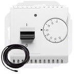 Regulator temperatury z czujnikiem zewnętrznym, 16A, 230V~. Montaż gniazda na wkręty do puszki, srebrny mat, BASIC MODUŁ