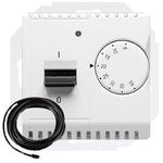 Regulator temperatury z czujnikiem zewnętrznym, 16A, 230V~. Montaż gniazda na wkręty do puszki, srebrny mat, BASIC MODUŁ