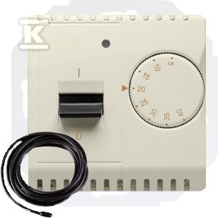 Regulator temperatury z czujnikiem zewnętrznym, 16A, 230V~. Montaż gniazda na wkręty do puszki, beż, BASIC MODUŁ