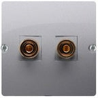 Gniazdo głośnikowe pojedyncze -1 kolumna głośnikowa (moduł). Przekrój przew. dla wyjścia 6 mm2. Mocowanie na wkręty do puszki, stal inox, BASIC MODUŁ