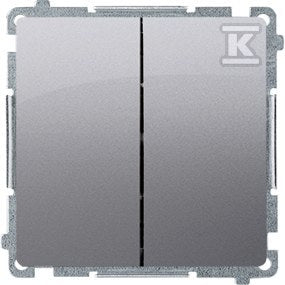 Łącznik schodowy podwójny bez piktogramu (moduł) 10AX, 250V~, zaciski śrubowe, stal inox, BASIC MODUŁ