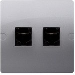 Gniazdo komputerowe RJ45 kat.5e + telefoniczne RJ11 (moduł), Basic moduł stal inox