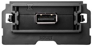 Gniazdo USB pojedyncze, 2.0, typ A żeńskie (mechanizm 1/2, bez ramki montażowej), zaciski śrubowe, SIMON100