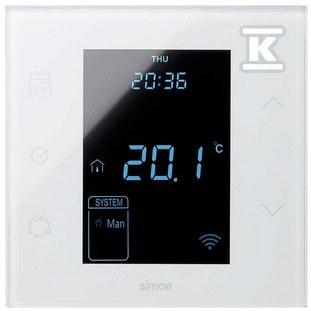 Termostat iO z czujnikiem zewnętrzym (sondą) 10A, 127-230V, zaciski śrubowe. !Wersja kompletna - monoblock do puszki 1-krotnej., biały, SIMON100