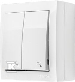 Łącznik schodowy natynkowy podwójny, IP44, 10 AX, 250 V~, zaciski śrubowe, biały, AQUACLICK