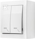 Łącznik schodowy natynkowy podwójny z podświetleniem, IP44, 10 AX, 250 V~, zaciski śrubowe, biały, AQUACLICK