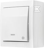 Łącznik krzyżowy natynkowy z podświetleniem, IP44, 10 AX, 250 V~, zaciski śrubowe, biały, AQUACLICK