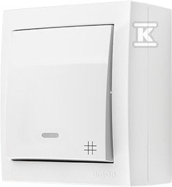 Łącznik krzyżowy natynkowy z podświetleniem, IP44, 10 AX, 250 V~, zaciski śrubowe, biały, AQUACLICK