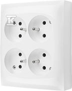Gniazdo wtyczkowe natynkowe, 4-krotne z uziemieniem, IP20, 16 A, 250 V~, szybkozłącza, biały, AQUACLICK