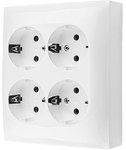 Gniazdo wtyczkowe natynkowe, Schuko, 4-krotne, IP20, 16A, 250V~, zaciski śrubowe, czarny, AQUACLICK