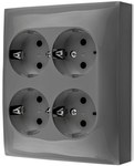 Gniazdo wtyczkowe natynkowe, Schuko, 4-krotne, IP20, 16A, 250V~, zaciski śrubowe, czarny, AQUACLICK
