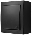 Łącznik krzyżowy natynkowy z podświetleniem, IP44, 10 AX, 250 V~, zaciski śrubowe, czarny, AQUACLICK