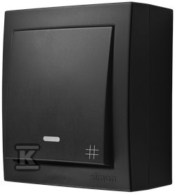 Łącznik krzyżowy natynkowy z podświetleniem, IP44, 10 AX, 250 V~, zaciski śrubowe, czarny, AQUACLICK