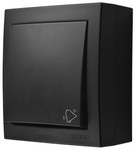 Przycisk zwierny natynkowy z podświetleniem bez piktogramu, IP44, 10 AX, 250 V~, zaciski śrubowo, czarny, AQUACLICK