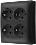 Gniazdo wtyczkowe natynkowe, Schuko, 4-krotne, IP20, 16A, 250V~, zaciski śrubowe, czarny, AQUACLICK