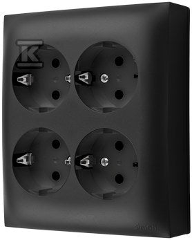 Gniazdo wtyczkowe natynkowe, Schuko, 4-krotne, IP20, 16 A, 250 V~, szybkozłącza, czarny, AQUACLICK