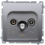 Gniazdo antenowe R-TV-SAT przelotowe (moduł), 1x wejście: 5 MHz2,4 GHz, satynowy, BASIC MODUŁ