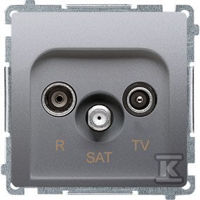 Gniazdo antenowe R-TV-SAT końcowe (moduł). 1x wejście: 5 MHz2,4 GHz, srebrny mat *Może być użyte jako gn.zakończ. do gn.przelot. R-TV-SAT, BASIC MODUŁ