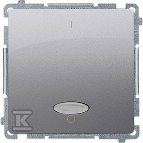Łącznik dwubiegunowy z podświetleniem LED (moduł) 10AX, 250V~, szybkozłącza, srebrny mat, BASIC MODUŁ
