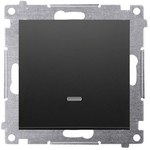 Łącznik krzyżowy z podświetleniem LED bez piktogramu (moduł) 10AX, 250V~, zaciski śrubowe, czarny mat, SIMON10