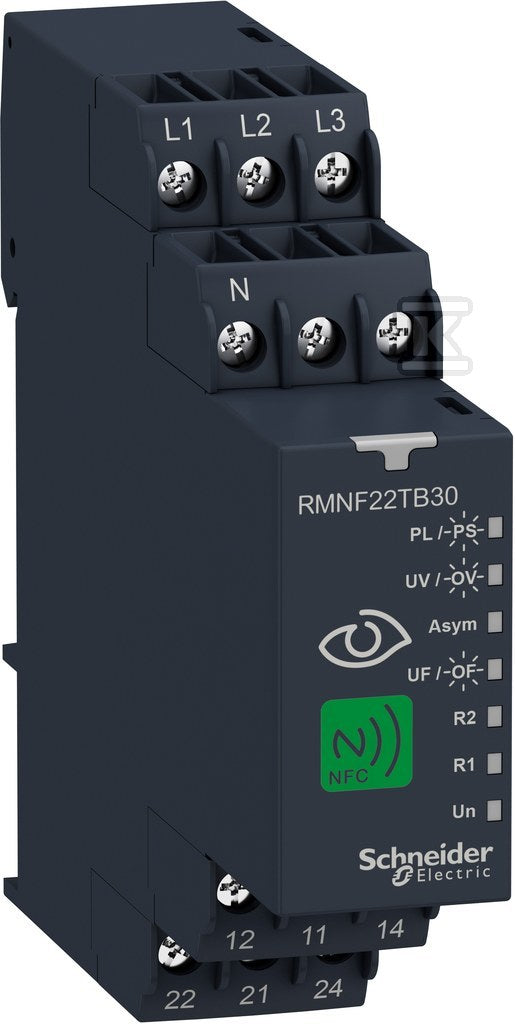 Przekaźnik nadzorczy 8 A, NFC, 3-fazowy, 2CO, wielofunkcyjny, 208... 480 V AC