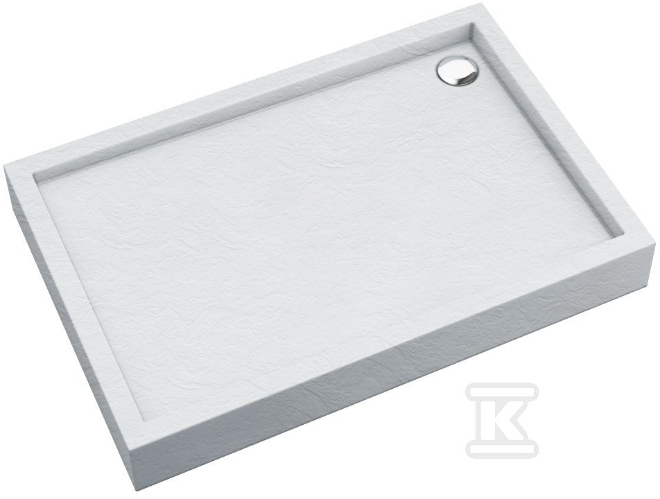 Brodzik akrylowy 3.4736 zintegrowany z podbudowa stabilizująca Stabilsound Plus oraz przeciągniętym panelem White Stone 80x100x16 cm "Medium", prostokątny