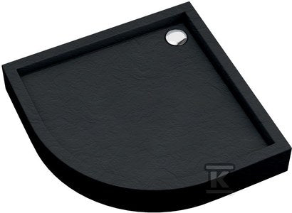 Brodzik akrylowy 3.4734 zintegrowany z podbudowa stabilizująca Stabilsound Plus oraz przeciągniętym panelem Black Stone 90x90x16 cm R55 "Medium", półokrągły