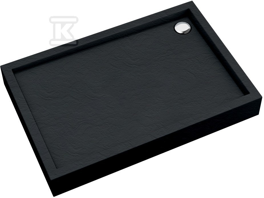 Brodzik akrylowy 3.4745 zintegrowany z podbudowa stabilizująca Stabilsound Plus oraz przeciągniętym panelem Black Stone 90x100x16 cm "Medium", prostokątny