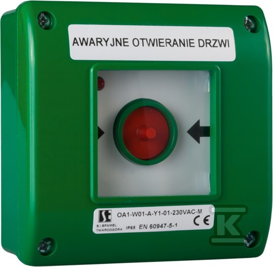 OA1-WER.NADTYN.PRZYCISK WCISKANY RĘCZN. 1 TOR ZWIER.+LED SYGN.230VAC OA1-W01-B\10-230