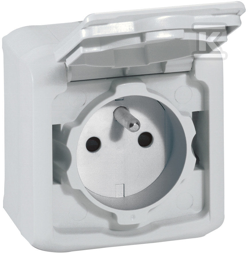 Gniazdo 2P+ z przesłoną forix szare 16A-250V