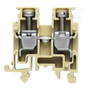 Blok zacisku przelotowego, złącze śrubowe, beżowy / żółty, 2.5 mm2, 24 A, 250 V, liczba przyłączeń: 2, AKZ 2.5