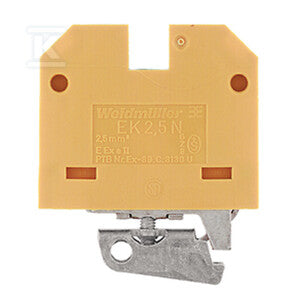 Zacisk PE, złącze śrubowe, żółty, zielony, 2.5 mm2, 800 V, liczba przyłączeń: 2, liczba poziomów: 1, TS 32, V-2, PA 66, EK 2.5N