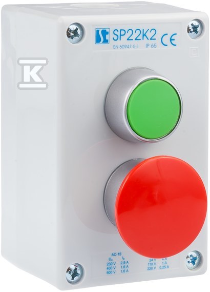 KASETA KOMPLETNA 2-OTWOROWA Z NAP. KZ,DC I 1 PRZEPUST M20 SP22K2\03-1